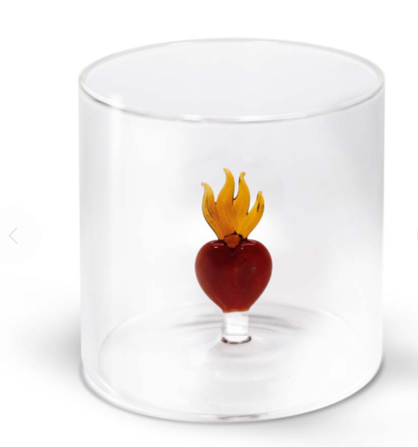 Bicchiere in vetro con soggetto Sacro cuore