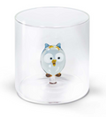 Bicchiere in vetro con soggetto Gufo